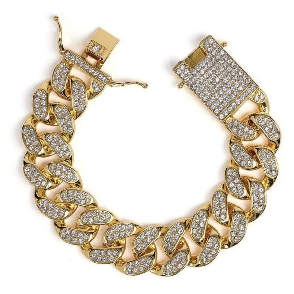Invicta Iced Out Cuban Chain Bracelet, Gold Model 80840